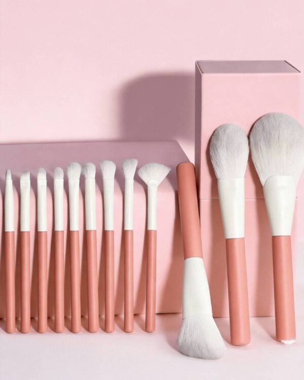 12-piece-luxury-pink-makeup-brush-set-display-on-aesthetic-studio-background