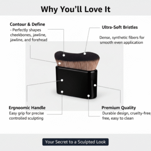 Features of the sculpting brush including ergonomic handle and soft bristles