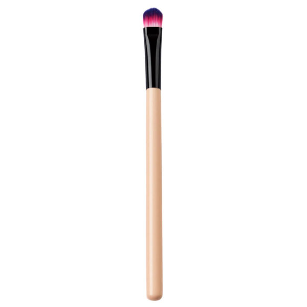 Professional precision concealer brush with birch wood handle and colorful bristles