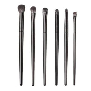 Professional 6-piece eye brush set with black handles and synthetic bristles