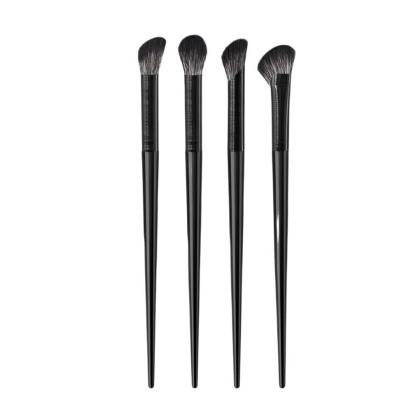 4-piece professional eye makeup brushes with black handles and vegan bristles