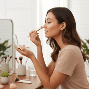 Open view of a 6-color cream concealer palette showing green, purple, and skin tones