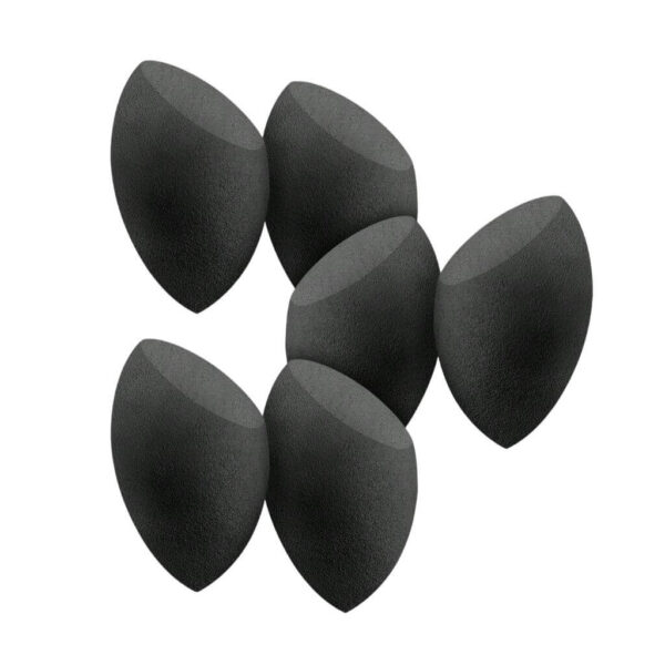 Front view of 6-piece black teardrop makeup sponge set