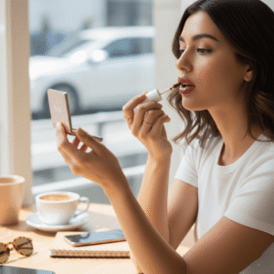 5.5cm mini capsule lipstick shown with packaging box