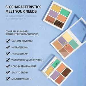 Colorful retail packaging box for the 6-color concealer palette