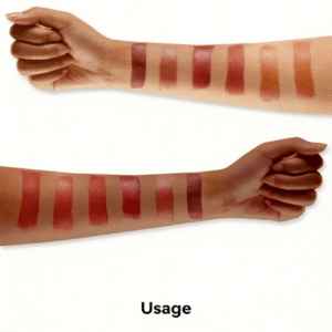 Six shades of GICYMANTY blush stick swatched on light and deep skin tones