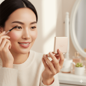 Close up of dual-ended brow pencil showing the 1.5mm tip and spoolie