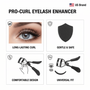 Close up of ergonomic black plastic handles on a professional lash curler