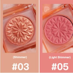 Close-up of MAXFINE highlighting powder shades 03 shimmer and 05 light shimmer