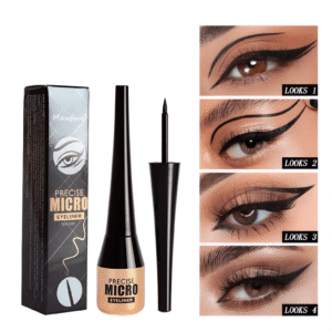 Maxine precision liquid eyeliner in black and rose gold packaging