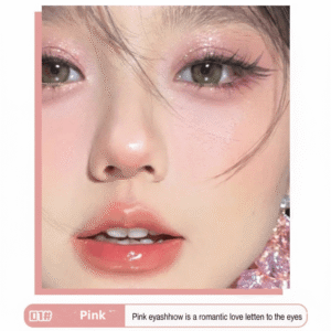 Model wearing Maxfine neon pink glitter eyeshadow as highlight and blush