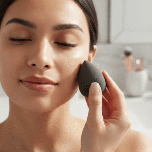 Group of 6 professional black sponges for foundation application